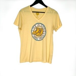 Life is Good Top Happy Trails V Neck Classic Fit